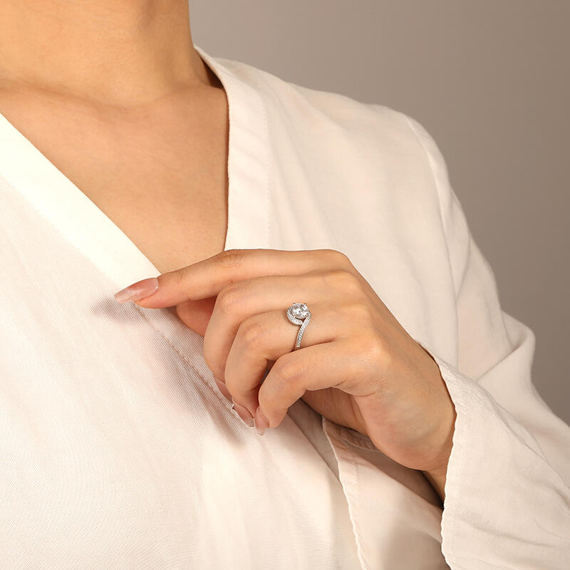 "Speak Softly Love" Round Cut Side Stone Engagement Ring