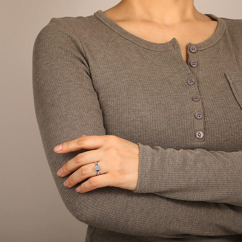 "The Promise of Soulmate" Round Cut Side Stone Engagement Ring