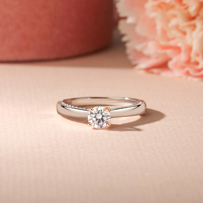 Jeulia Anillo Compromiso Cuatro Garras Dos Tonos Plata Esterlina