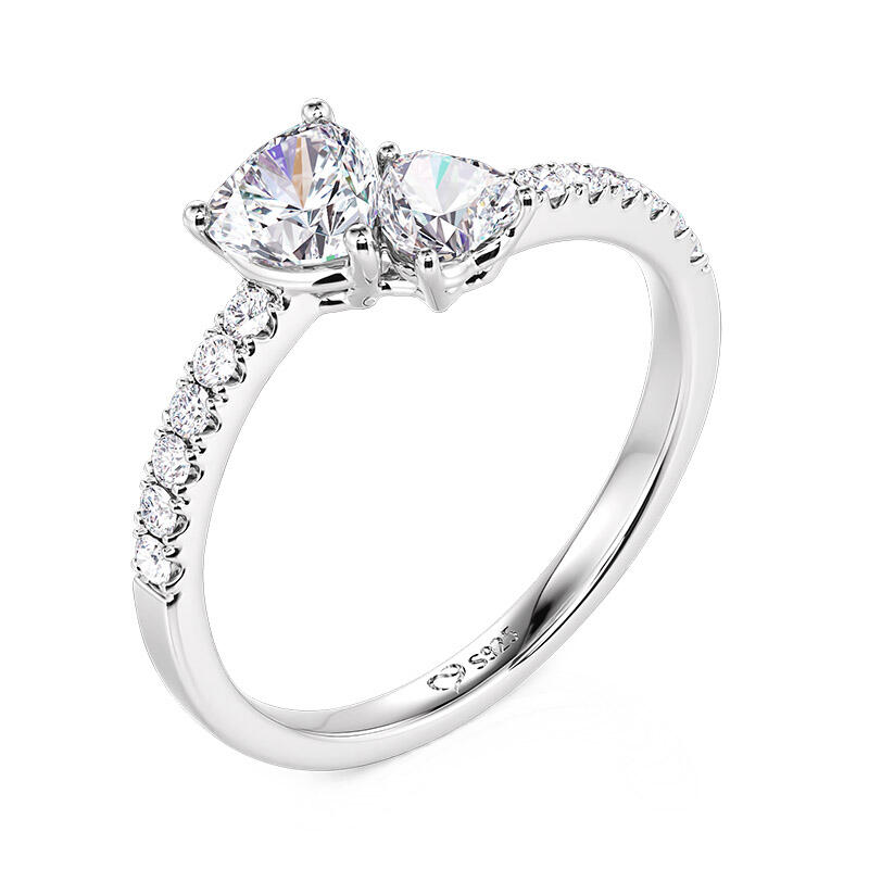 Jeulia Custom Double Heart Promise Ring With Birthstone