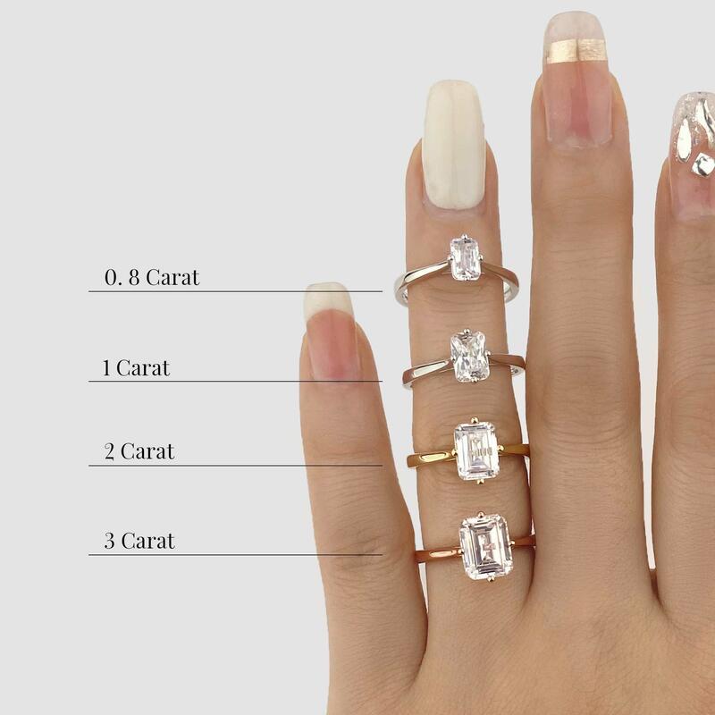 "Ich verspreche, für immer bei dir zu sein" 3ct Emeraldschliff Solitär Verlobungsring