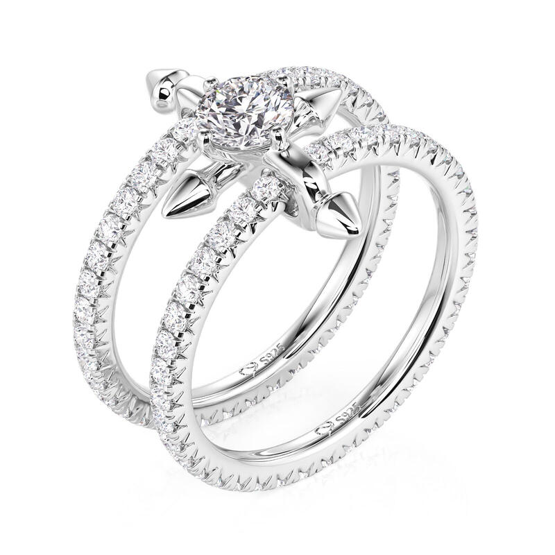 Jeulia Custom Double Row Floating Round Cut Birthstone Ring