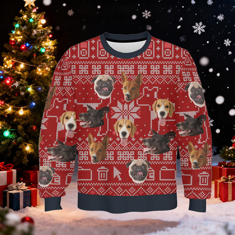 Gepersonaliseerde lelijke trui Unisex Aangepaste foto Hondenhoofd Schattig kerstcadeau voor dierenliefhebbers