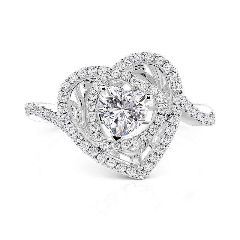 Jeulia Chic Double Halo Heart Engagement Ring