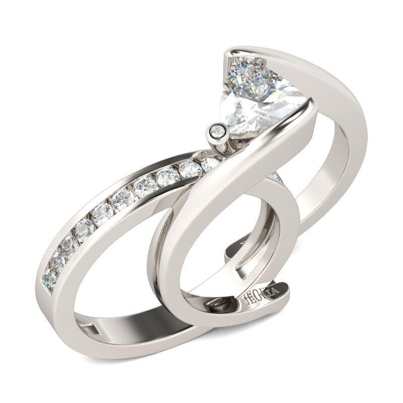 Jeulia Bypass Trillion Cut Sterling Silver Ring Set