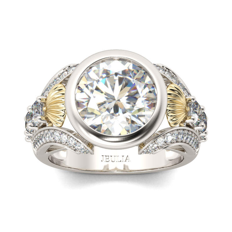 Jeulia Shell Round Cut Sterling Silver Ring