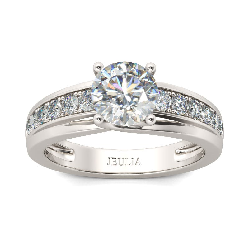 Channel Setting Round Jeulia Channel Setting Round Cut Sterling Silver Ring - Jeulia Jewelry