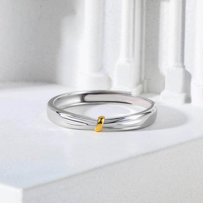 Jeulia "Lover Knot" Two Tone Adjustable Sterling Silver Women's Band