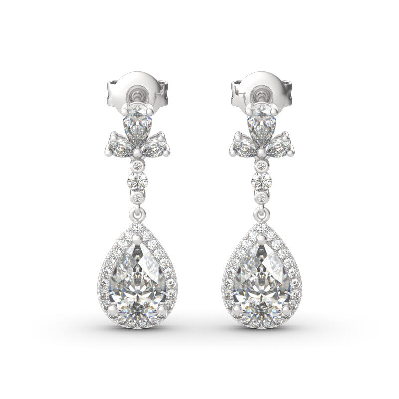 Jeulia Aretes De Plata Esterlina Con Corte Halo Pera