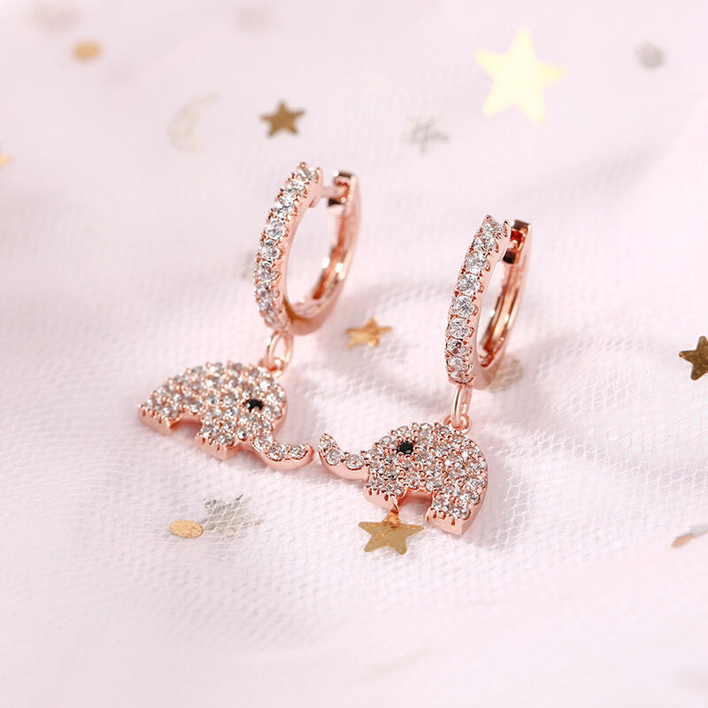 Jeulia "Lucky Elephant" Sterling Silver Drop Earrings