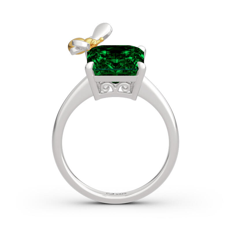 Jeulia "Honey Bee" Emerald Cut Sterling Silver Ring