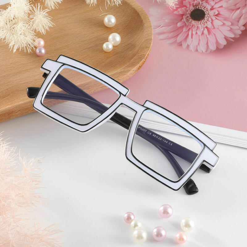 Flossie Square White Glasses