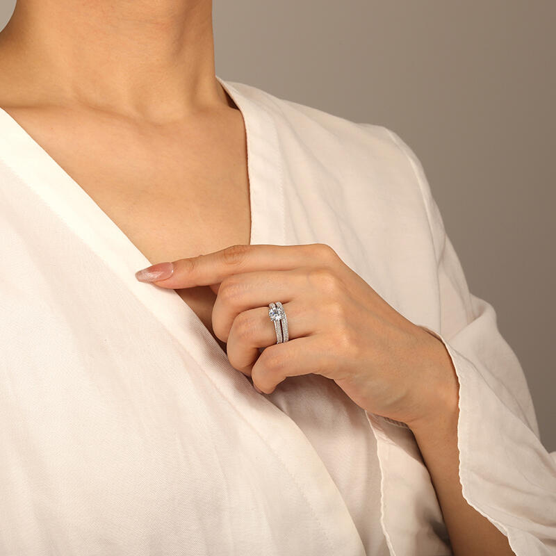 "You're My World" Round Cut 2pcs Bridal Set