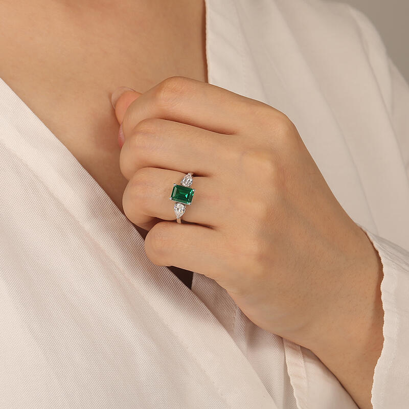 "Together Until The Very End" Emerald Cut Three Stone Engagement Ring