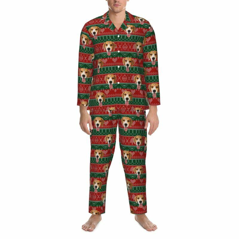 Personalized Pajamas Custom Pet Photo Classic Christmas Color Design Attractive Gift for Family