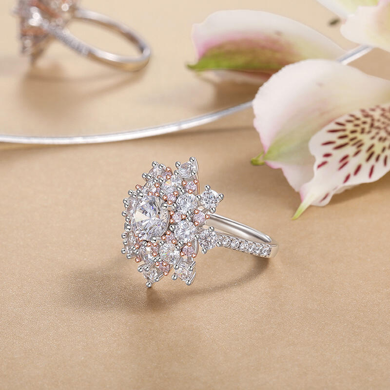 Jeulia Irregular Halo Blush Fireworks Cluster Ring