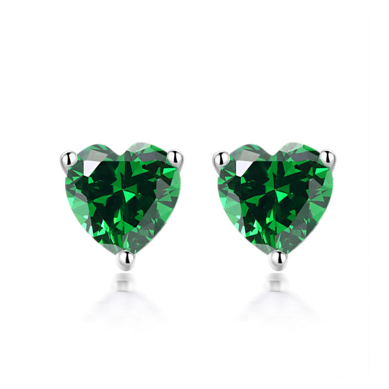 Jeulia Boucles d'Oreilles Clous de Cœur Solitaires Simples avec Pierre de Naissance