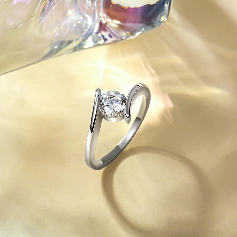 Jeulia Simple Bypass Custom Round Solitaire Ring