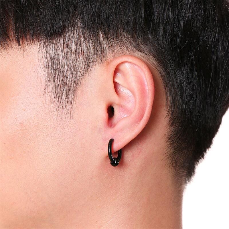Jeulia Simple Men's Stainless Steel Hoop Earrings