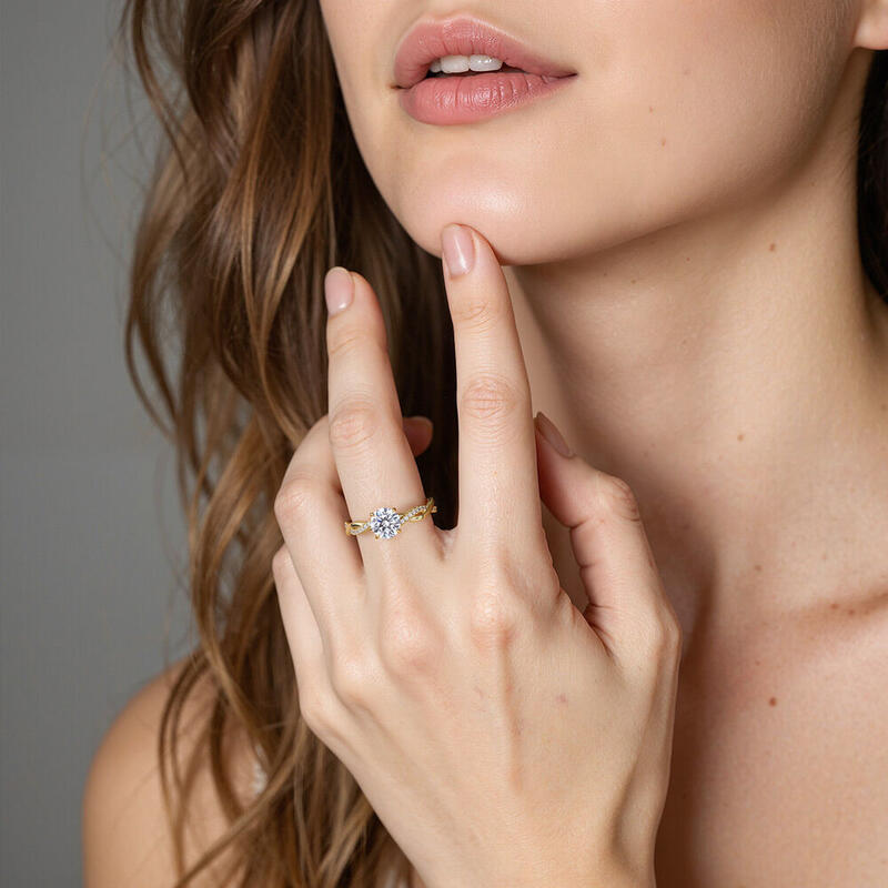 "Be Full Of Tenderness" 1ct Round Cut Side Stone Engagement Ring