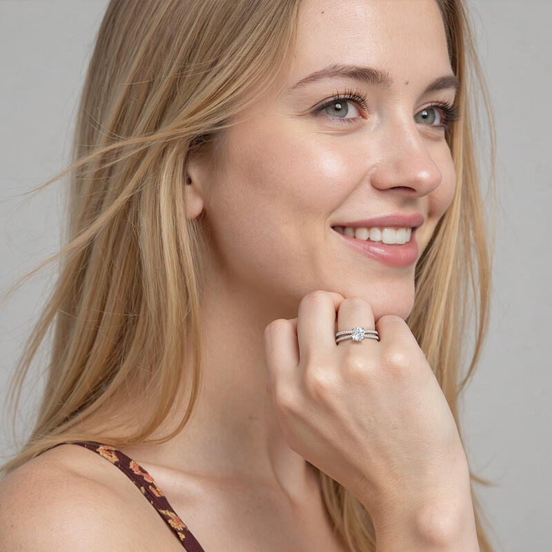 "Love And Growth" Round Cut Side Stone Engagement Ring