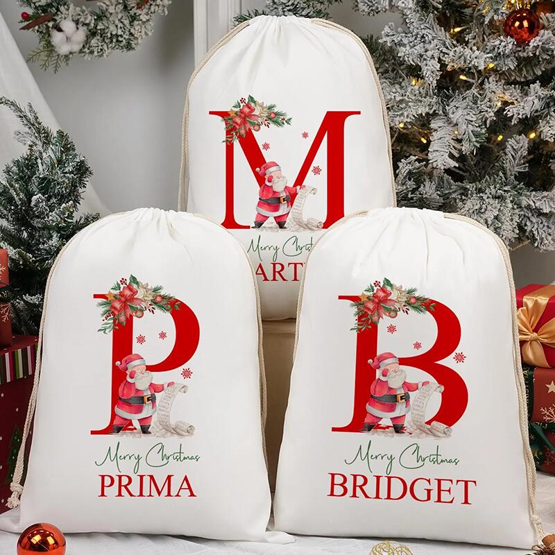 Personalised Name Christmas Gift Bag with Custom Letter Practical Present for Family