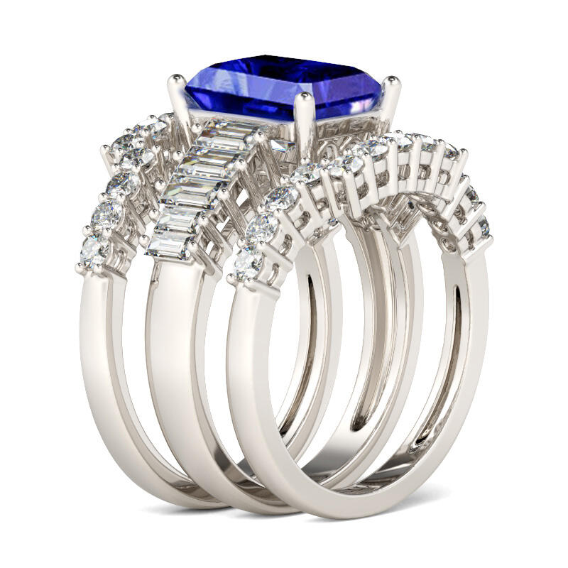 Jeulia 3PC Radiant Cut Sterling Silver Ring Set