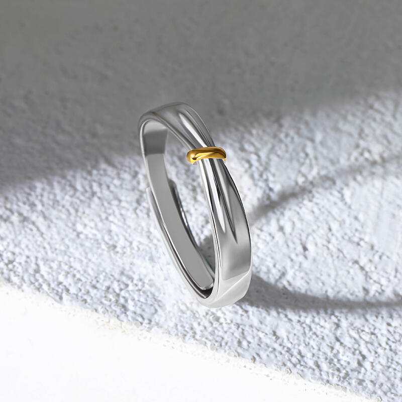 Jeulia 2色 調節可能 シルバー メンズ リング