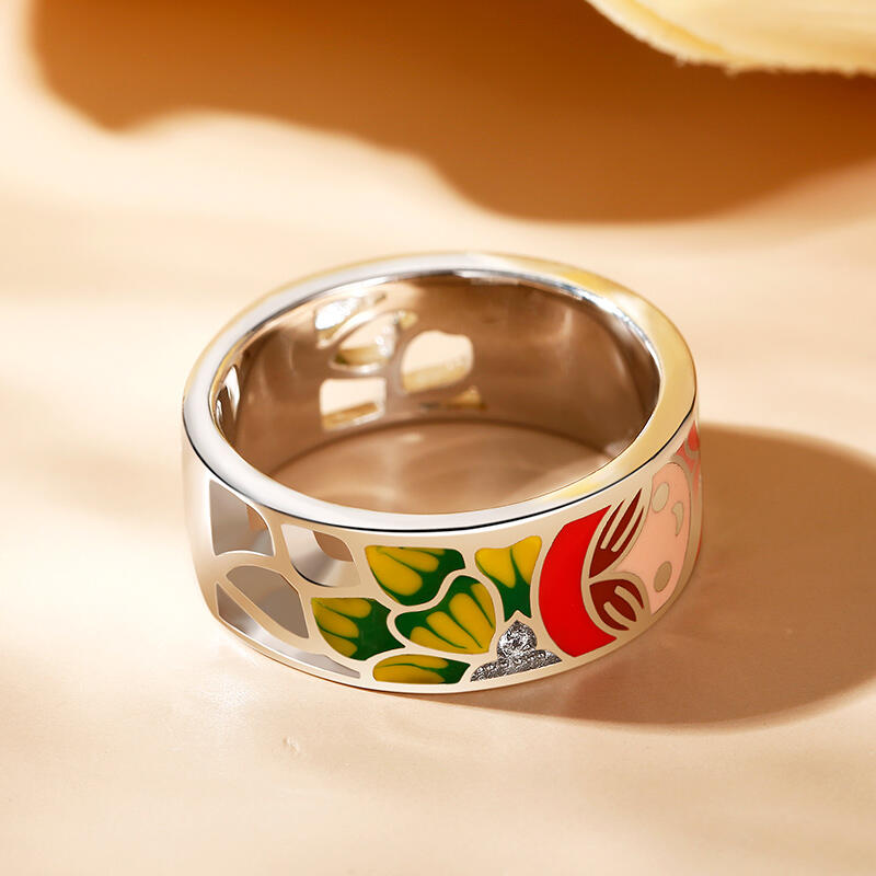 Dreamy Garden "Make a Smile" Enamel Sterling Silver Women's Band