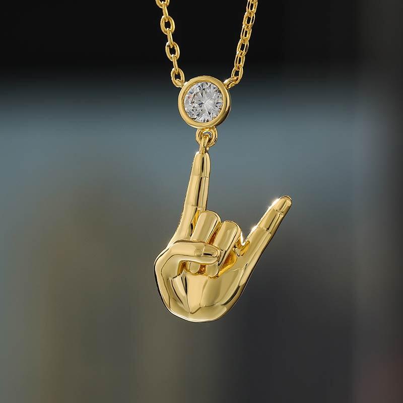 Jeulia Collana con Gesto Rock e Roll in Argento Sterling