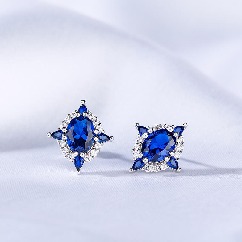 Jeulia Halo Oval Cut Sterling Silver Earrings