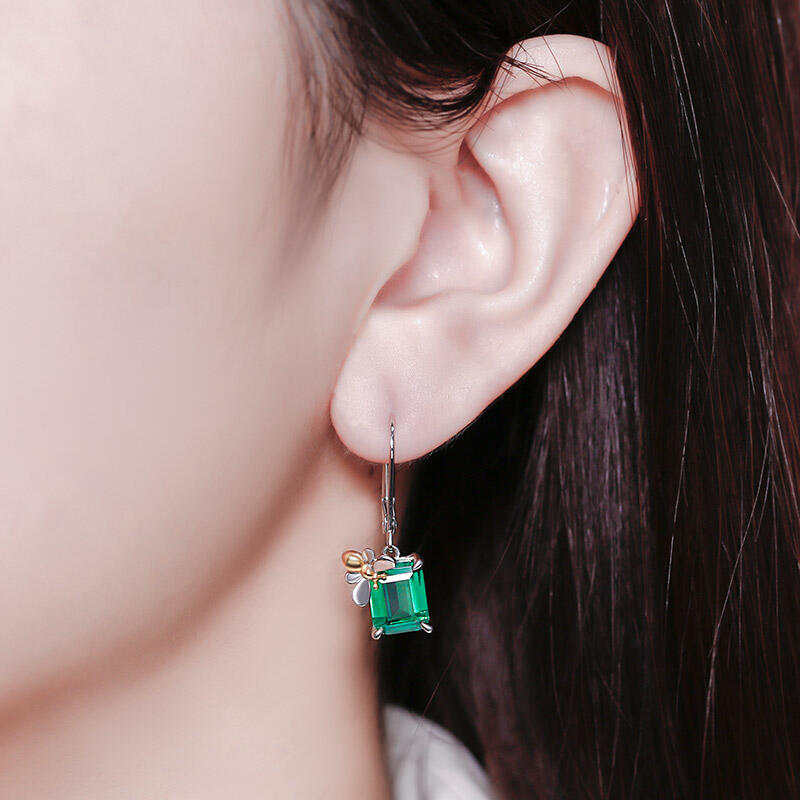 Jeulia "Honey Bee" Emerald Cut Sterling Silver Earrings
