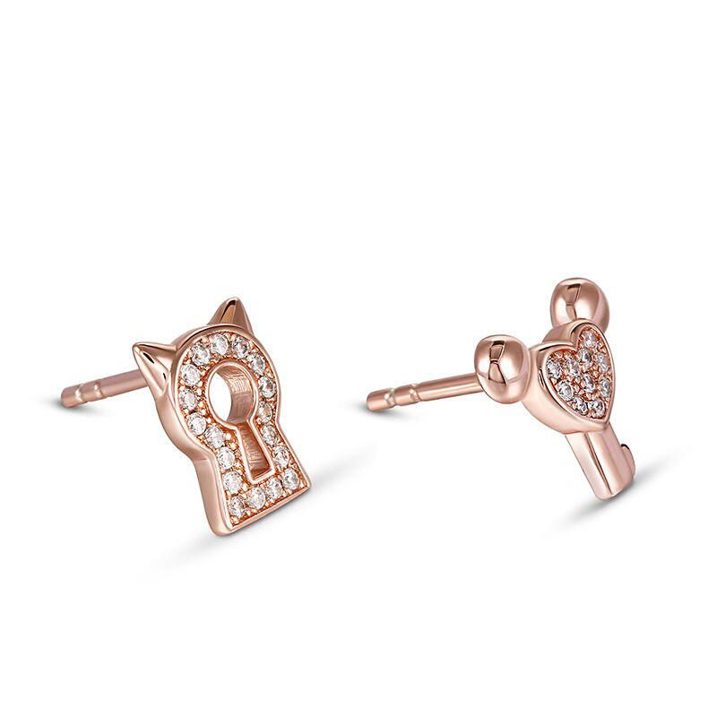 Jeulia "Key to Your Heart" Sterling Silver Children's Earrings