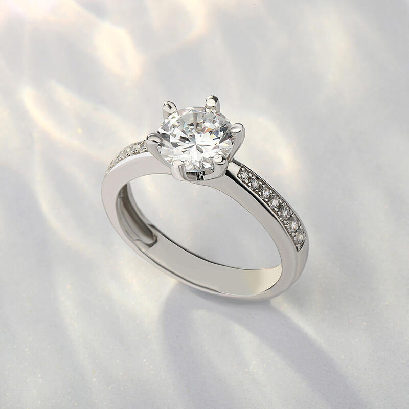 Jeulia Classic Round Cut Sterling Silver Ring