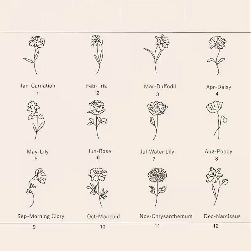 Personalized Birth Flower Earring Oval Shaped Artistic Present for Friend