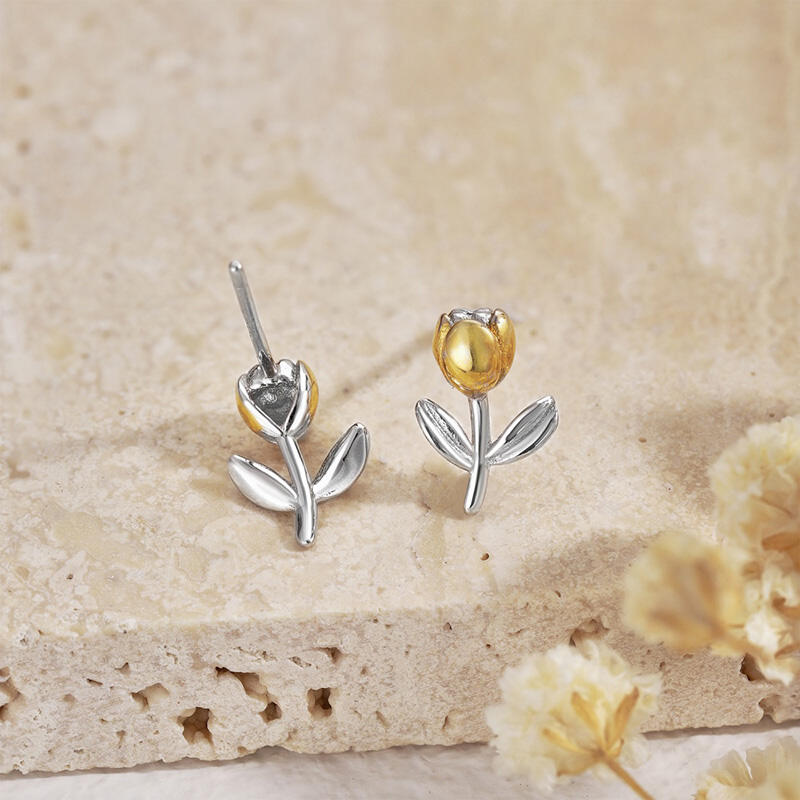 Jeulia Pendientes para Mujer de Plata de Ley con Forma de Tulipán