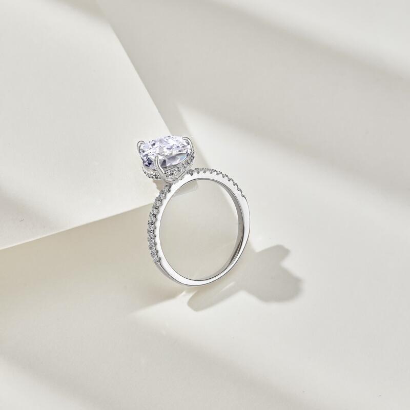 Jeulia Anillo Clásico de Plata de Ley con Corte de Pera