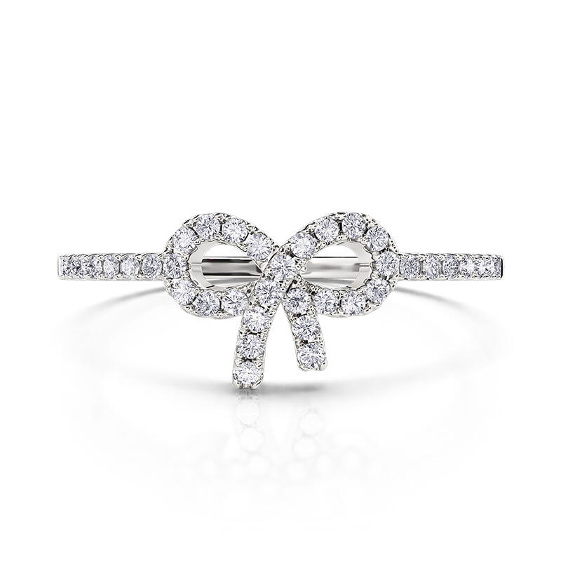 Jeulia Simple Pave Setting Bow Ring Sterling Silver