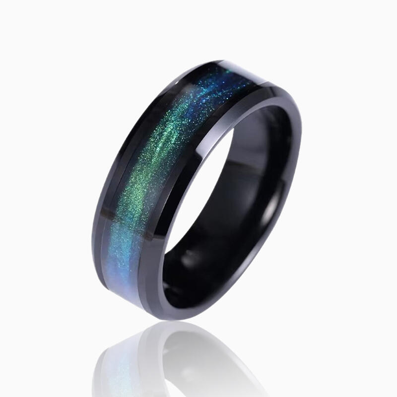 "Northern Lights Vow" 8mm Tungsten Carbide Men's Wedding Ring