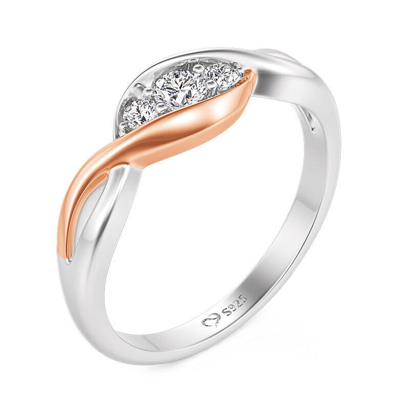 Jeulia Two Tone Custom Three Stone Ring with Birthstone