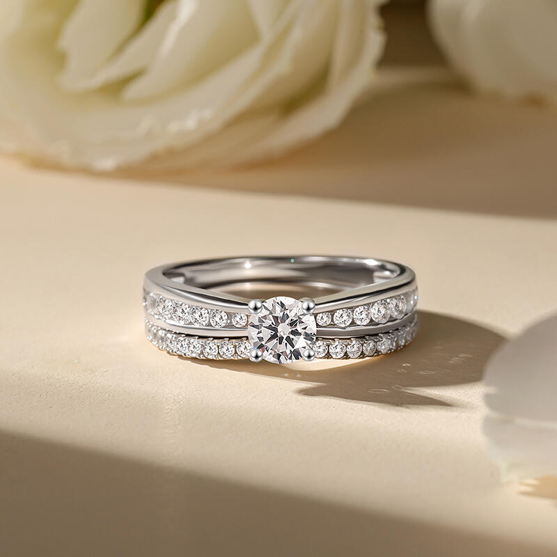 Jeulia Custom Round Cut Engagement Ring Set 2PCS