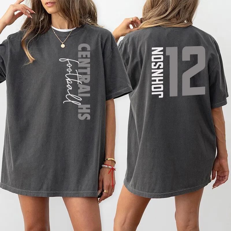 Personalized Washed T-shirt Custom Team Name and Player Message Unisex Design Gift for Sports Lover