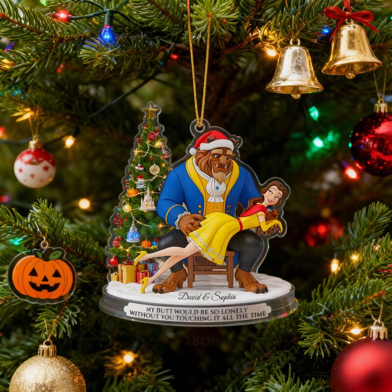 Personalised Girl and the Beast Ornament Gift for Christmas