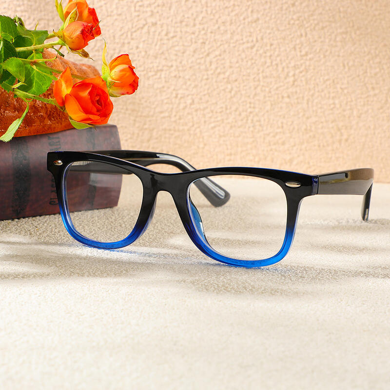 Simon Quadratische Schwarze Blaue Brille