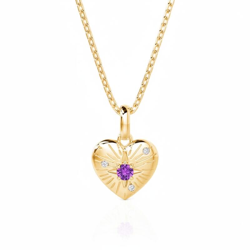 Jeulia Everyday Simple Custom Engraved Heart Necklace with Birthstone