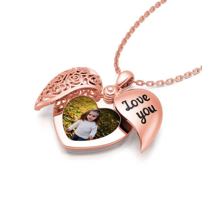 Jeulia "Love You" Vintage Locket Heart Personalized Sterling Silver Photo Necklace
