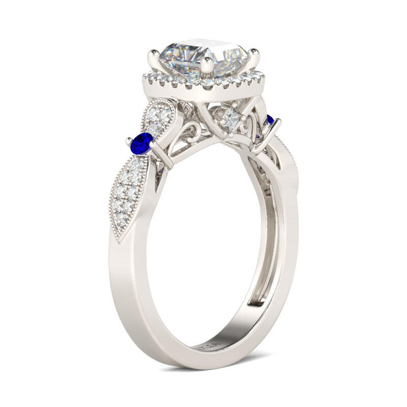 Jeulia Anillo Con Halo De Talla Princesa En Plata De Ley