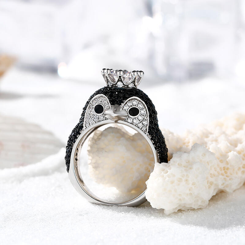 Jeulia "Be Your King" Penguin Sterling Silver Ring