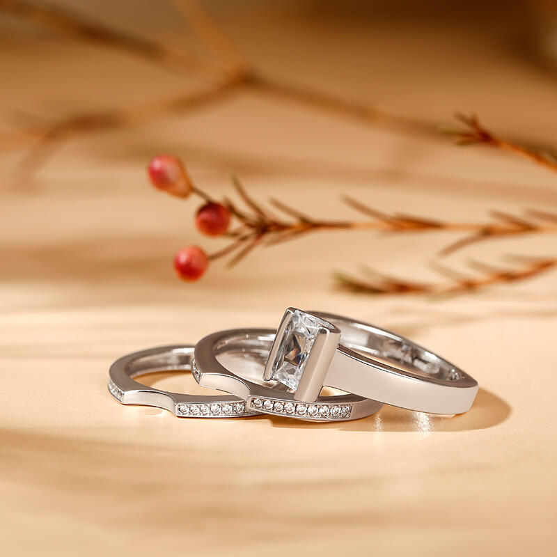 Anillo Apilables De Corte Cuadrado En Plata De Ley