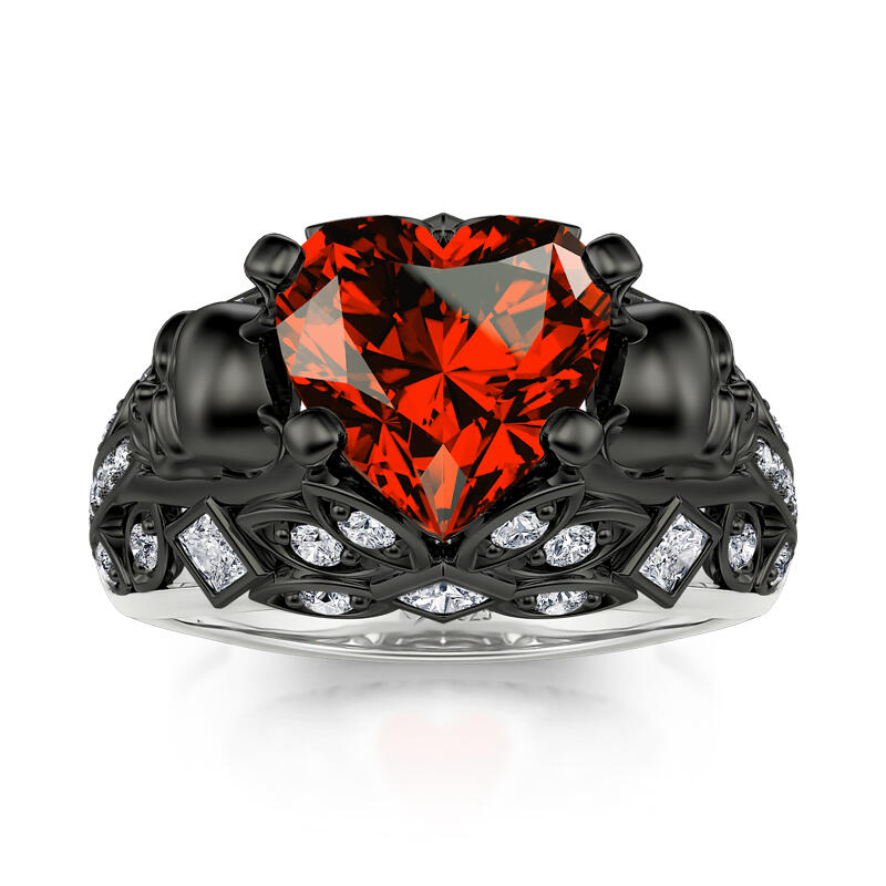 Jeulia "Bijące Serce" Wzór Czaszki Serce Wwycięte Pierścionek Srebrny